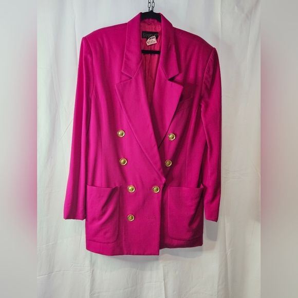 Elegant Fuchsia Double-Breasted Blazer - Picture 1 of 3
